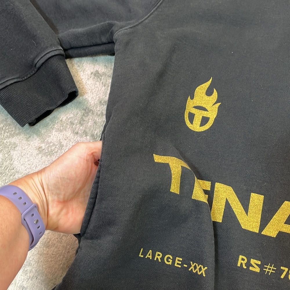 TENACITI Spider Black Hoodie 100% COTTON METALLIC GOLD VELVET SPIDER MENS SZ LG - Picture 9 of 16